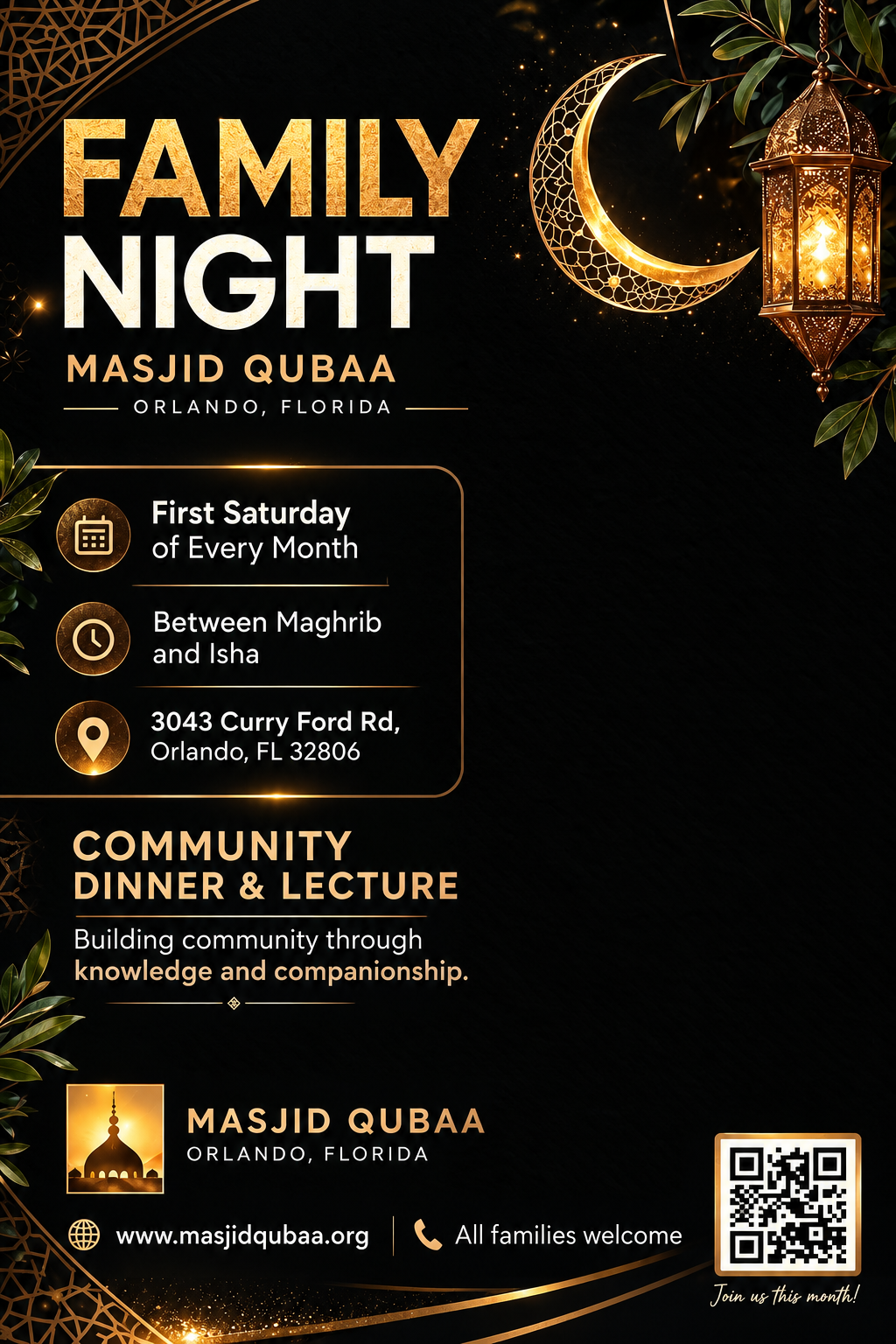 Masjid Qubaa Family Night flyer